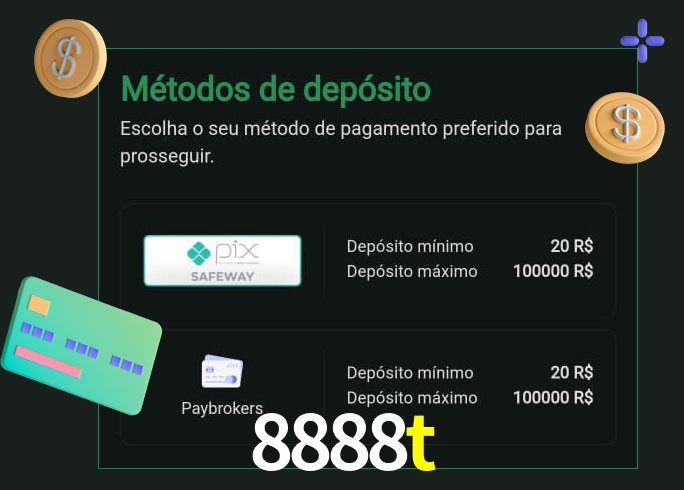 O cassino 8888t oferece uma grande variedade de métodos de pagamento